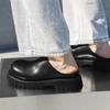 Круглые мужские кожаные туфли Летние модные тапочки для отдыха на открытом воздухе, вечеринок, прогулок, на толстой подошве, увеличивающие рост мужские туфли