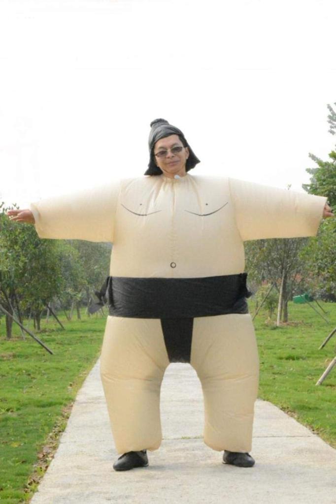 [SCGEHA] Inflatable Sumo Wrestler Kigurumi, Air-Fillable, Adult Costume for Halloween, Events, Cosplay, Includes 2 Black and Orange Balloons