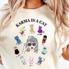 Футболка Swiftie «Карма — это кошка», Футболка «Эра Кошки», Футболка для любителя музыки Swiftie, Музыкальная унисекс футболка