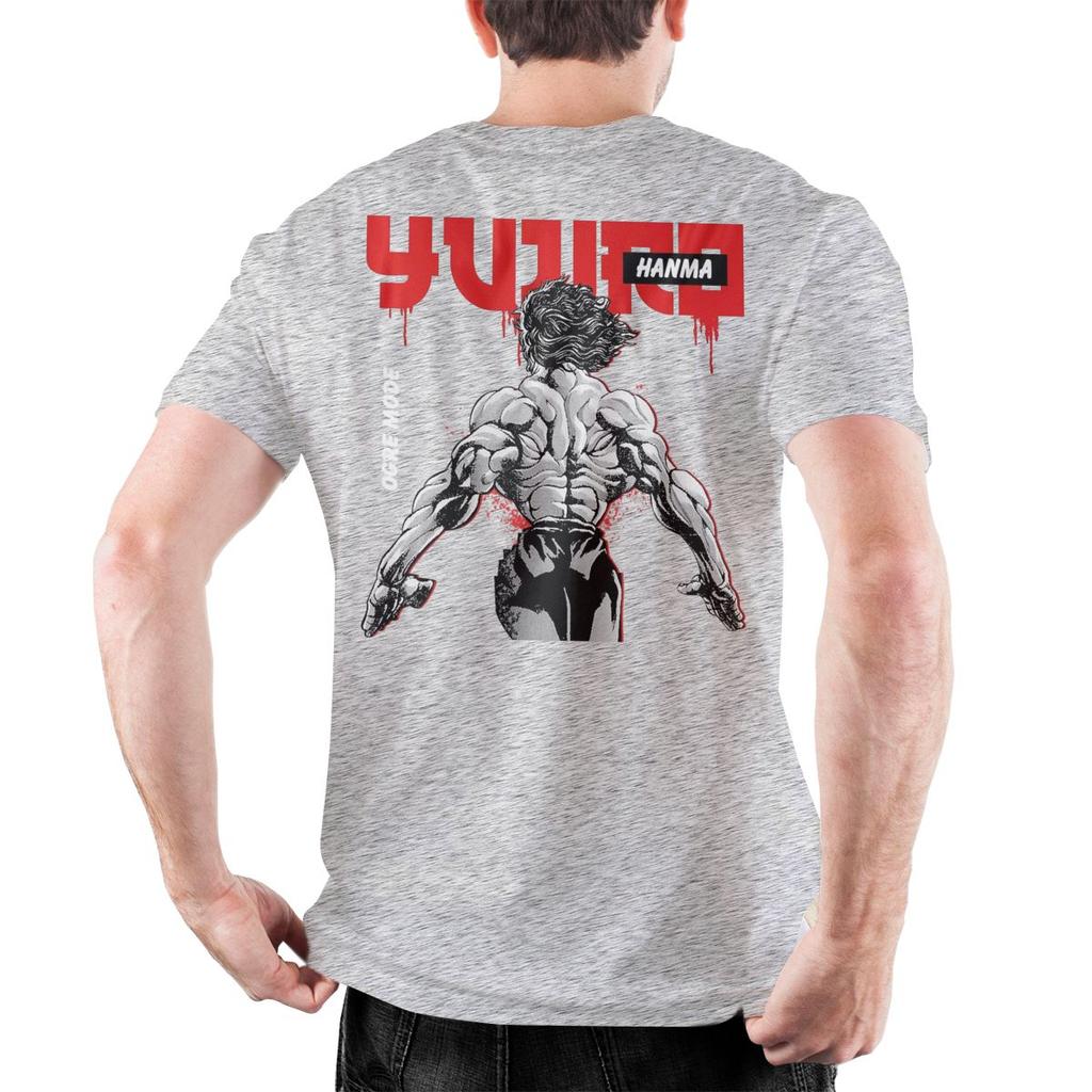 Мужские футболки Yujiro The Demon Back Baki Hanma Аниме Хлопковая одежда Уникальные футболки с коротким рукавом и круглым вырезом Футболки с принтом