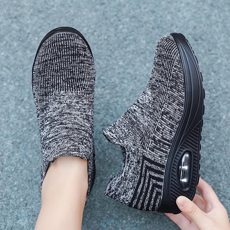 Женские туфли на воздушной подушке, кроссовки с плетением, с одной педалью, модные туфли-качалки, большие размеры, легкие повседневные носки, обувь 3003