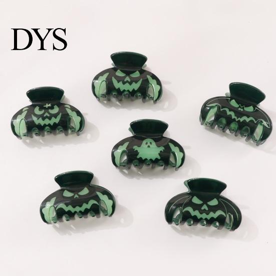 Luminous Ghost Shark Clips Halloween Hair Claw Clips, Pumpkin Pattern Acrylic Anti-slip Statement for Women Glow in The Dark Grippers Girls