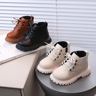 Осенне-зимняя новая детская обувь Детские ботинки Martin Ботинки для мальчиков в британском стиле Короткие ботинки для девочек Детская обувь Тенденция к одинарным ботинкам