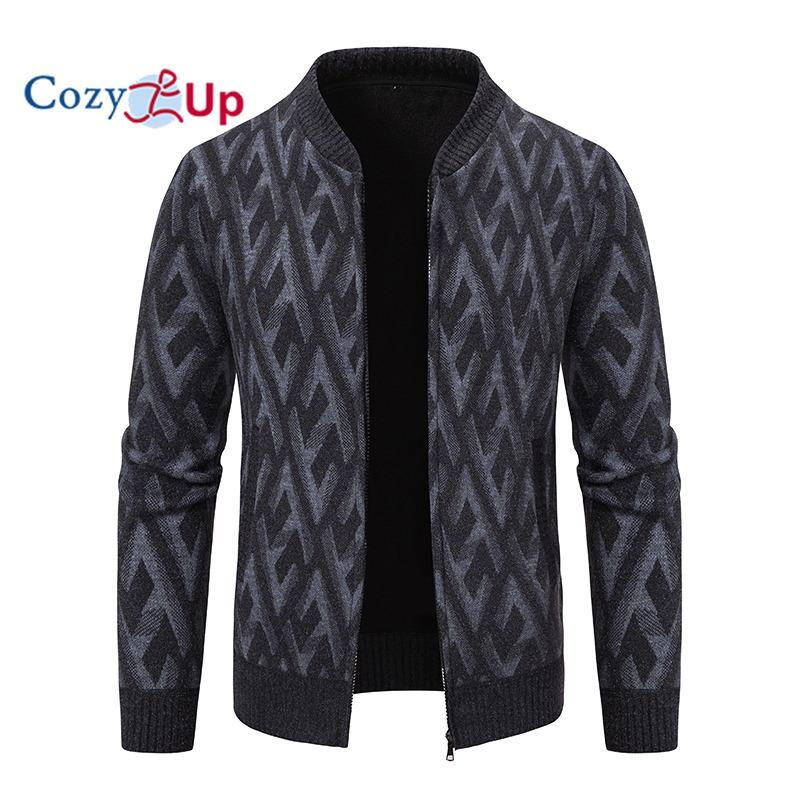 Cozy Up Мужская трикотажная куртка с воротником-стойкой, облегающее повседневное деловое пальто