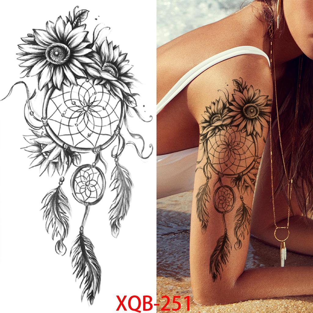 1 ШТ. 210*114 ММ Сексуальный Цветочный Узор Временные Татуировки Черной Розы для Женщин Водонепроницаемые Поддельные Татуировки для Рук Боди-Арт Рукав Наклейка Для Тела