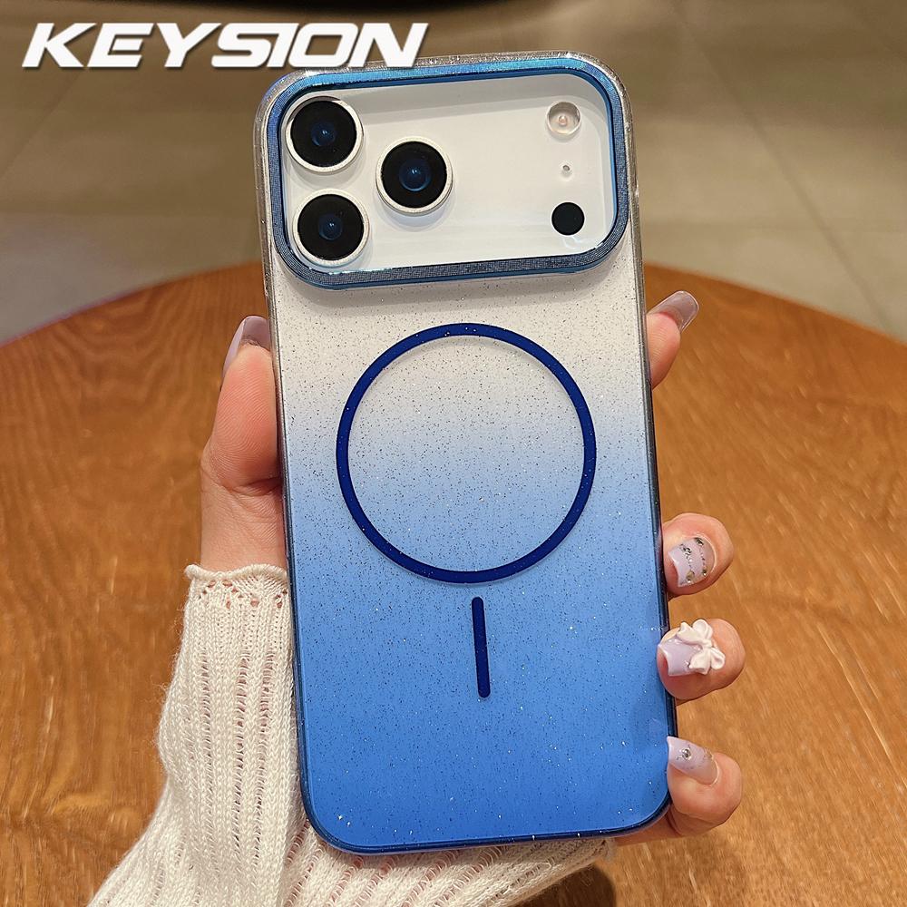 KEYSION Роскошный градиентный блестящий магнитный чехол для телефона MagSafe для iPhone 17 Pro Max 17 Air Прозрачная жесткая ПК Противоударная задняя крышка