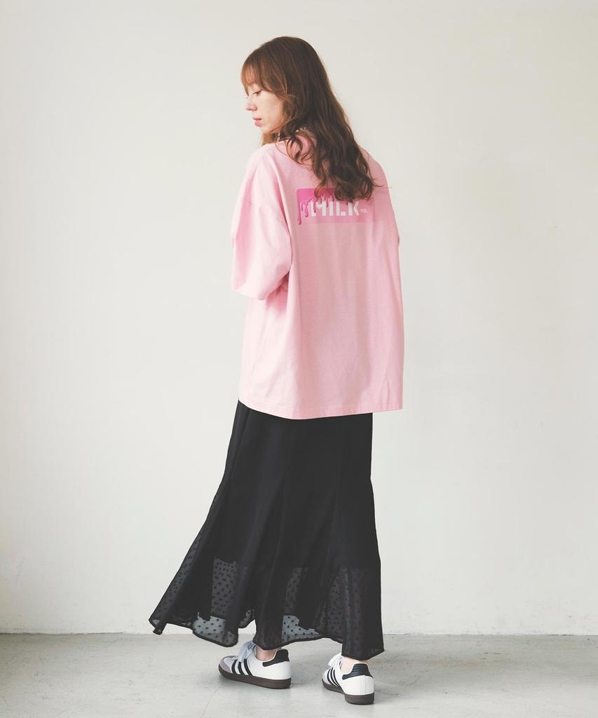 Milkfed Casual MELT BAR WIDE TEE In Pink Women's S/S