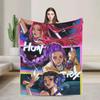 Huntrix Saja Boys KPop Demon Hunters Blanket  Plush Vintage Warm Throw Blanket for Home Autumn/Winter
