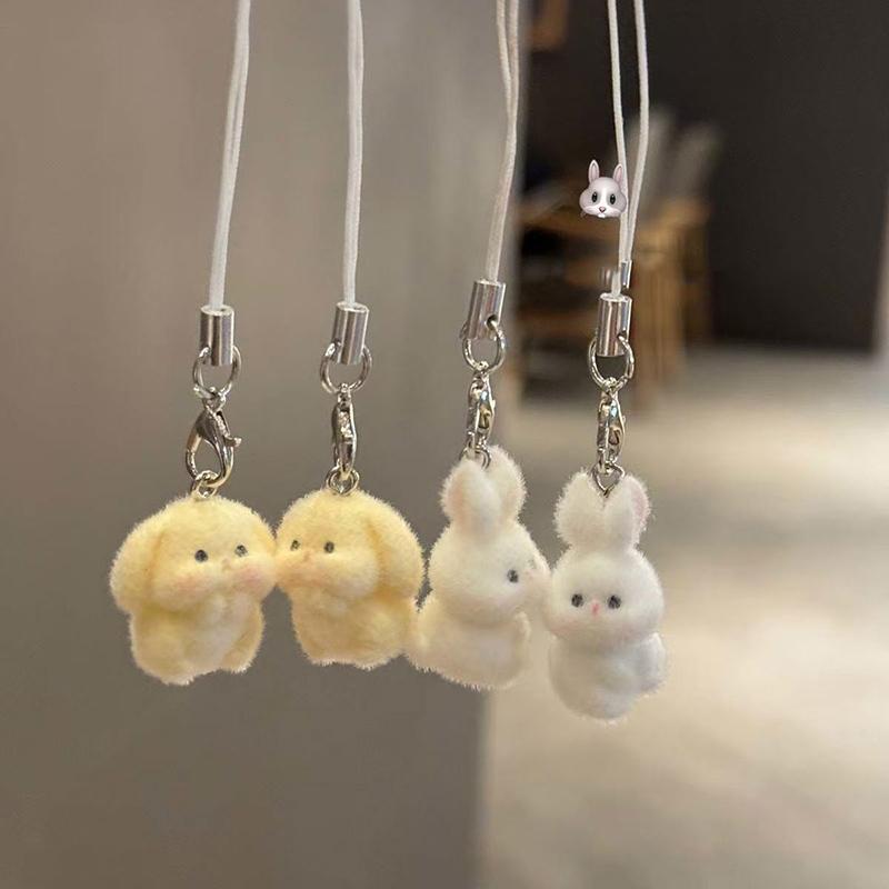 3D Флокирование Милый Подвеска в виде Животного Телефонный Шнур Подвесной Брелок Брелки Аксессуары Для Сделай Сам Подарки Для Девочек