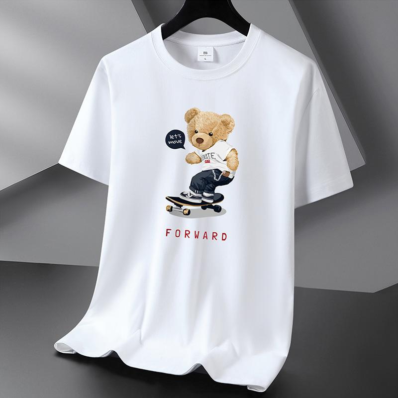 QICED Футболка с короткими рукавами из хлопка Tide Casual Cotton Мужская летняя рубашка с круглым вырезом