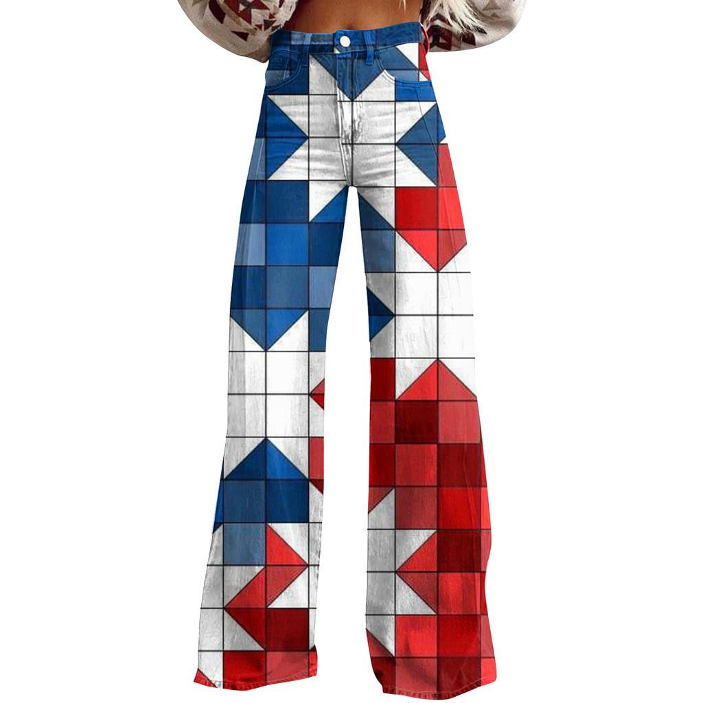 Широкие расклешенные джинсы для женщин с карманами, мешковатые брюки с винтажным цветочным принтом и высокой талией, свободные брюки