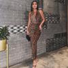 Женская одежда 2025 осень и зима новая мода сексуальное платье без рукавов с открытой спиной и леопардовым принтом