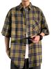 Bligo Stylish Loose Summer Check Korean Simple Drop Oversized Men's Shirt, 3/4 Sleeve, Fit, Wear, Popular, Pattern, Soft, Unisex, Simple, Stylish,