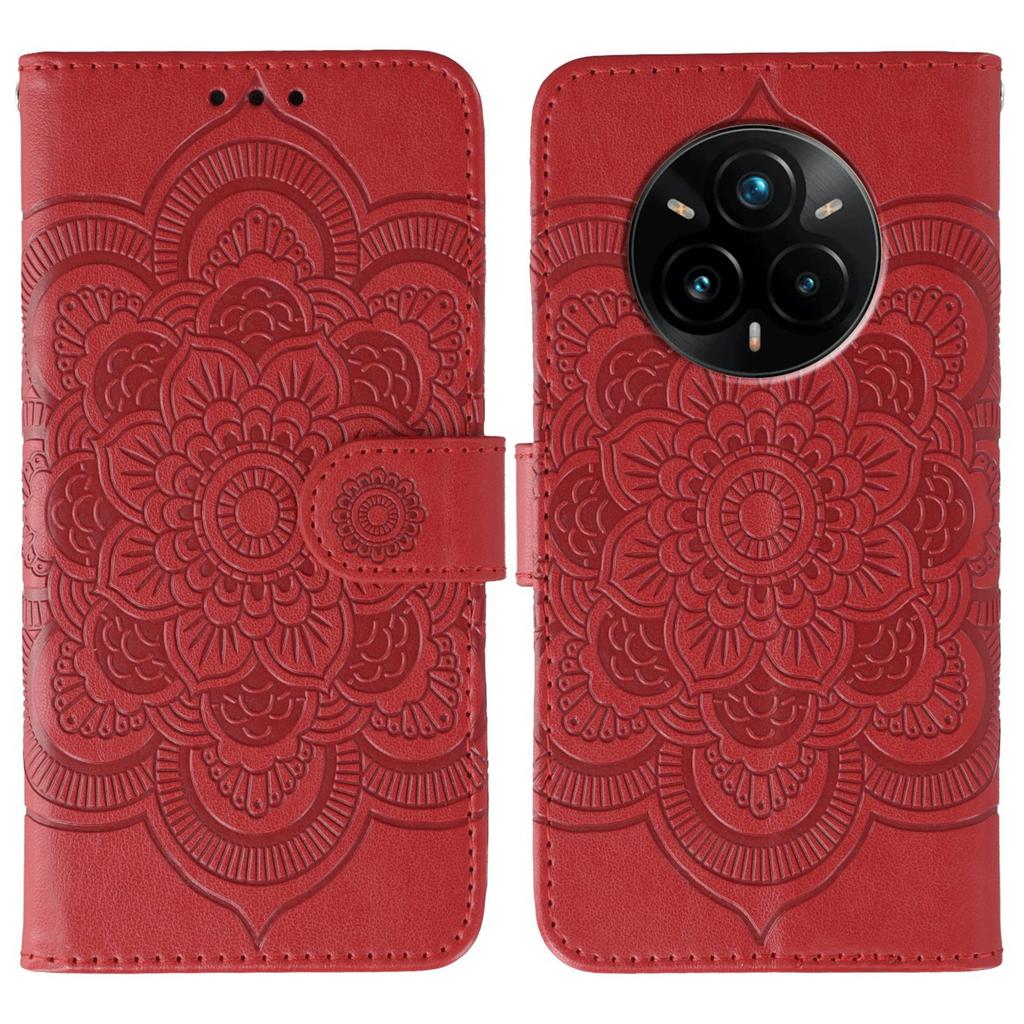 For Realme 14 Pro+ 5G Case PU Leather Mandala Imprinted Design Wallet Phone Cover
