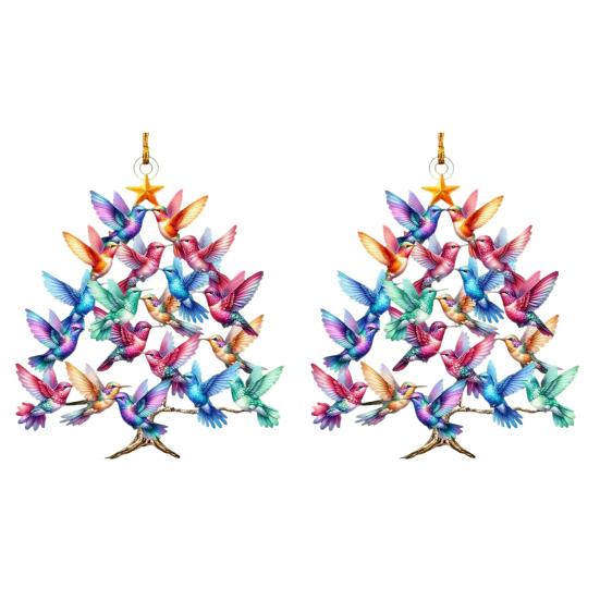 Колибри Рождественское украшение Красочный Стек Птица Подвесное украшение Двустороннее Акриловое Украшение на елку для Любителей птиц Подарки