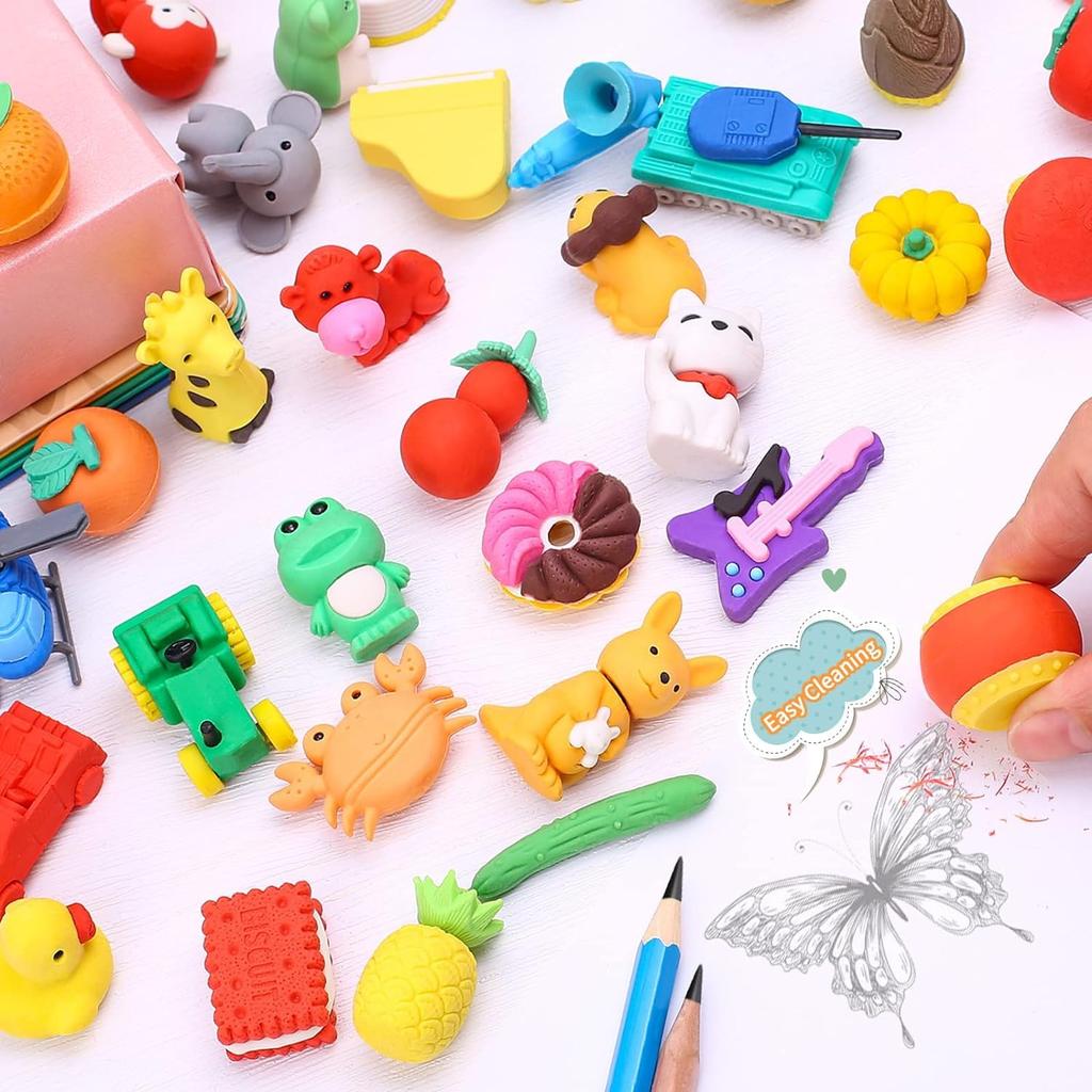 100 шт. ластиков для детей, милые ластики для карандашей в виде животных, мини-ластики для карандашей-пазлов, детские ластики-пазлы, ластики для вечеринок, ластики для карандашей в виде животных, начальная школа