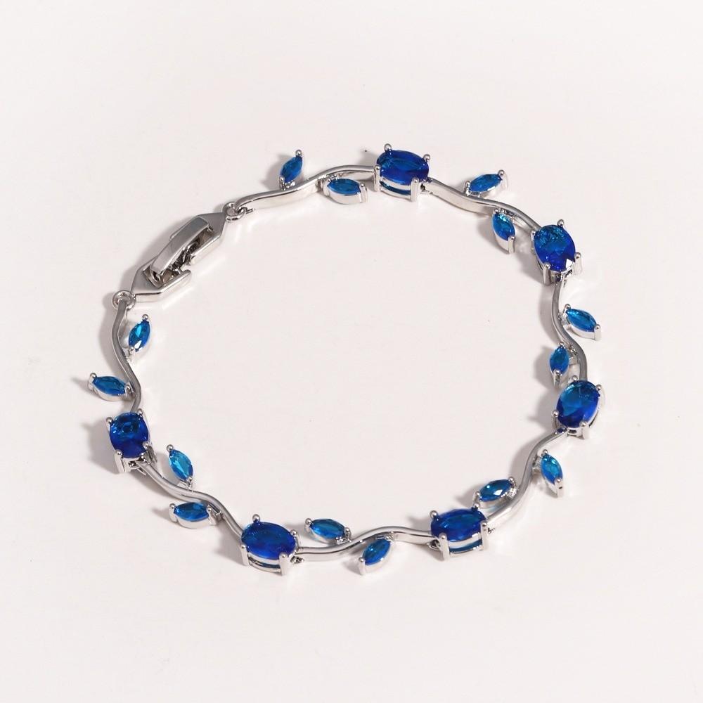 Sparkling Stones Rhinestone Bracelet Colorful Crystal Leaf Vine Bracelet  Wedding Jewelry