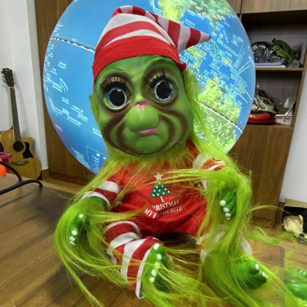 Christmas Latex Doll, Green Furry Gift, Plush Ornament, Christmas Gift