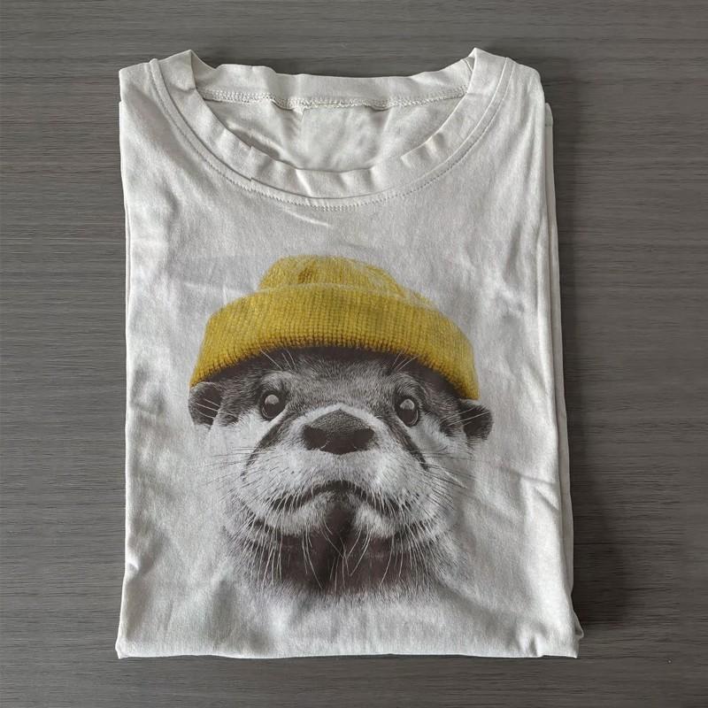 Retro river otter wearing beanie tshirt, funny viral tshirt Unisex T-Shirt