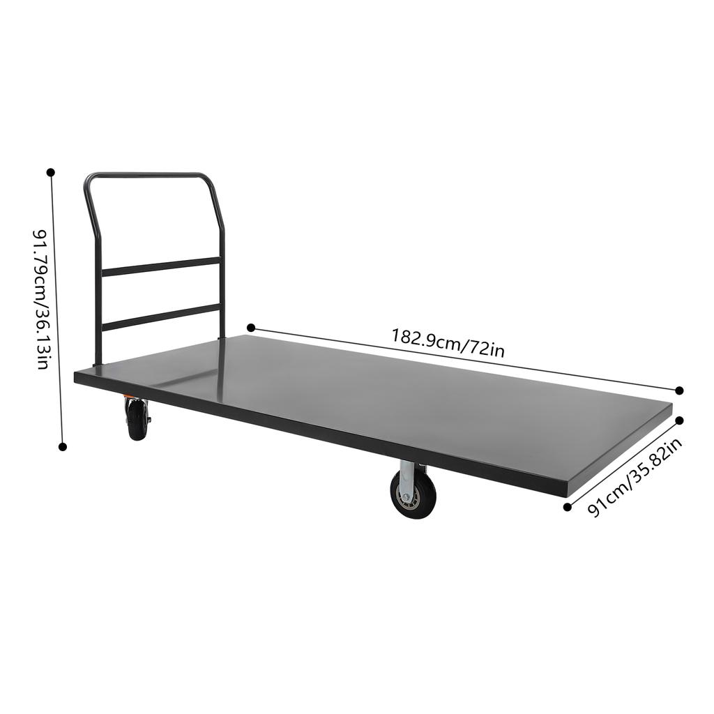 Серая тележка 1* Платформенная тележка 1* Ручка 5* Колеса, Промышленная плоская тележка, Сверхпрочная тележка, Платформенная ручная тележка