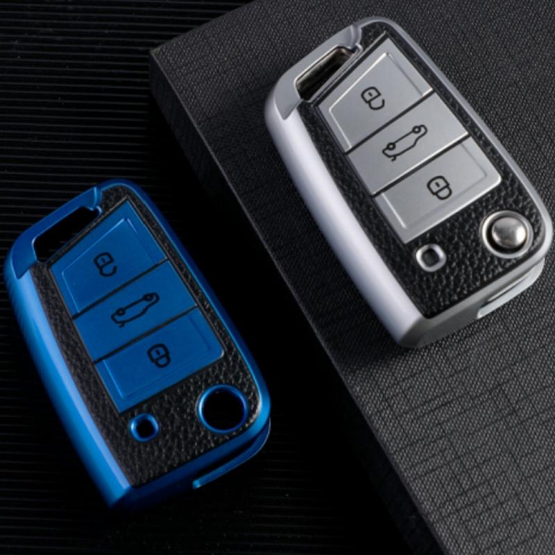 Модный кожаный чехол для ключей из ТПУ для VW для Volkswagen MK7 GTI 7 Golf 7 Golf R Skoda Octavia A7 SEAT, складной брелок с дистанционным управлением, брелок