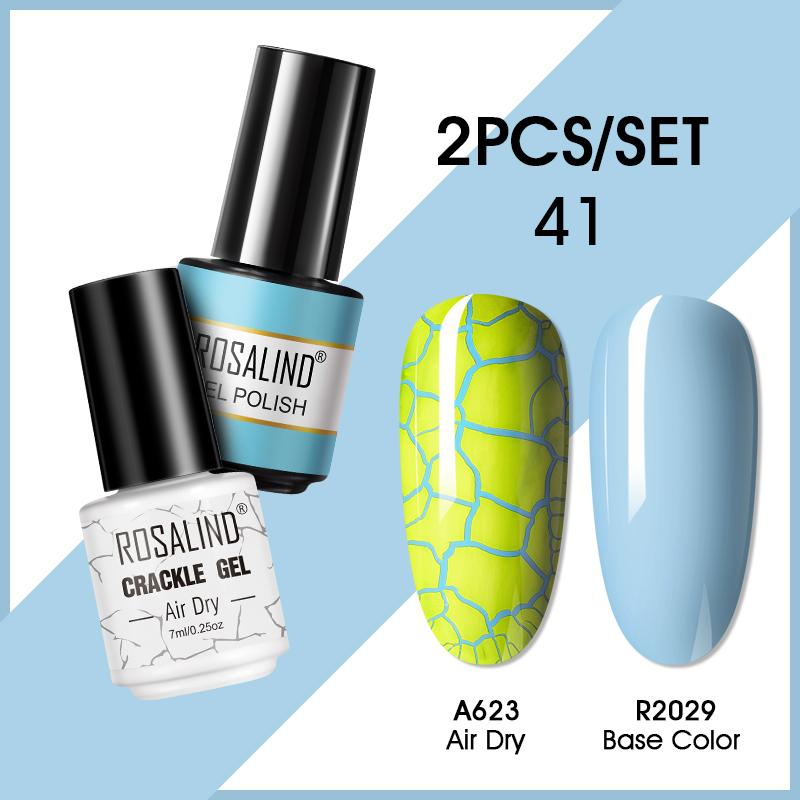 ROSALIND Гель-лак для ногтей с эффектом трещин Гель-лак для ногтей Полуперманентный Эмаль Гибридный лак 2 шт. УФ-клей для ногтей Гель-лак Топ База Матовый топ