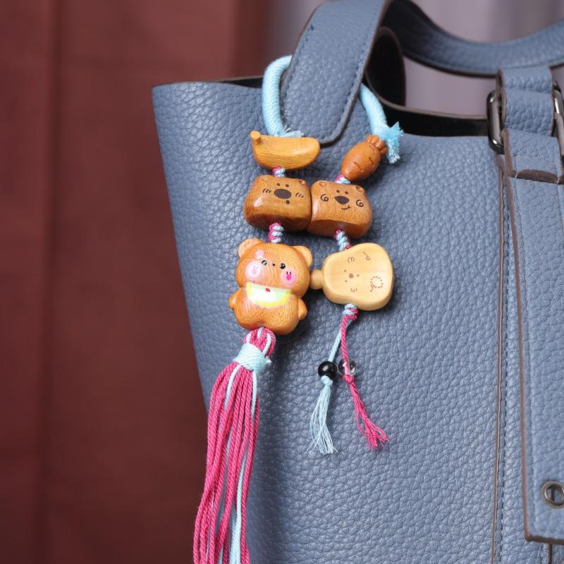 Golden Sandalwood Cute Star Gourd Car Pendant for Peace