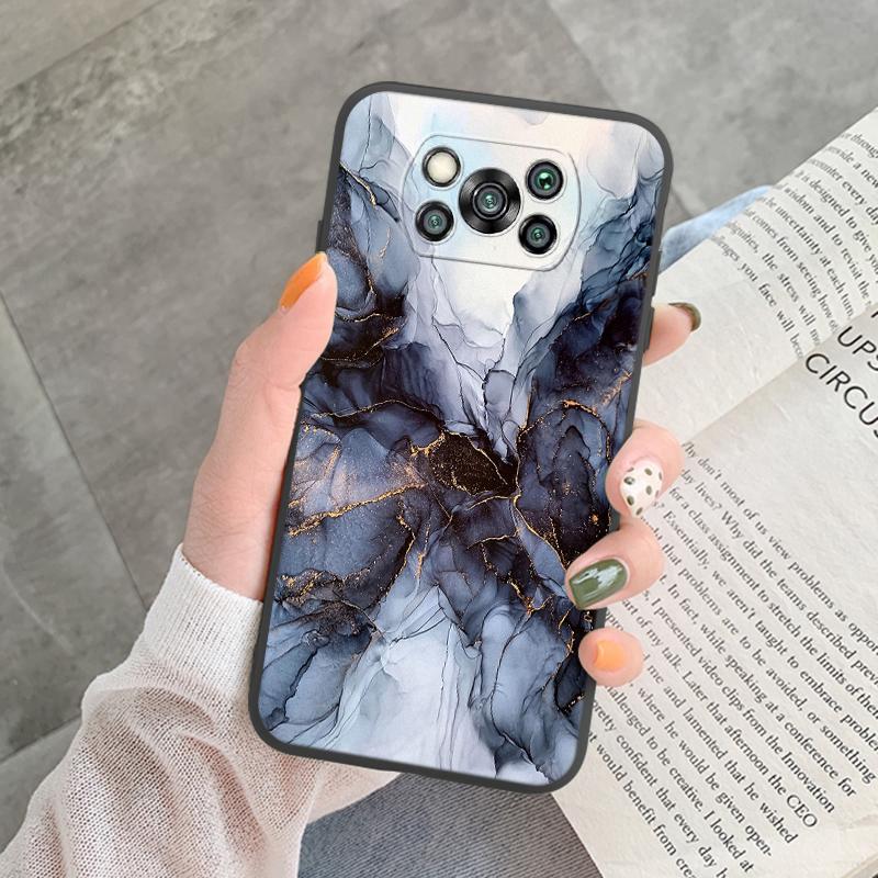 Чехол Poco X3 Pro Pocox3 NFC Роскошный Блестящий Золотая Фольга Океанский Мрамор Силиконовый Мягкий Чехол для Телефона для Xiaomi Poco X3 X5 X6 Pro