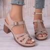 Модные женские летние 2025 новые босоножки на высоком каблуке в корейском стиле с открытым носком, на толстом каблуке, с ремешком на пряжке, обувь большого размера, женские сандалии