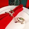 Christmas Napkin Ring Tree Table Rhinestone Snowman Santa Claus Reindeer Decoration Dinner Napkin Holder Buckle