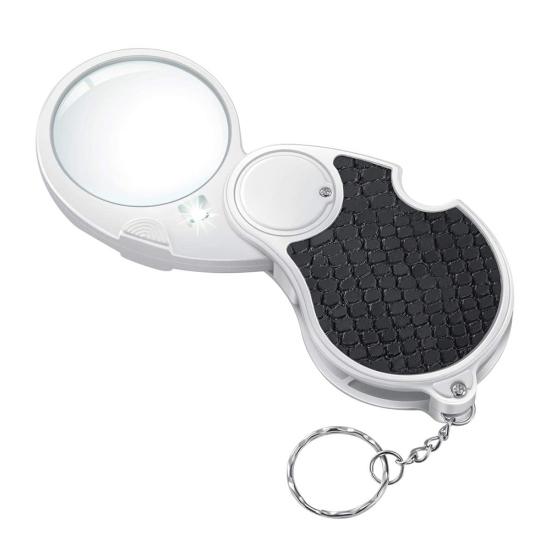 5X Foldable Magnifier LED Light Magnifying Lens Jewelry Reading Loupe Keychain