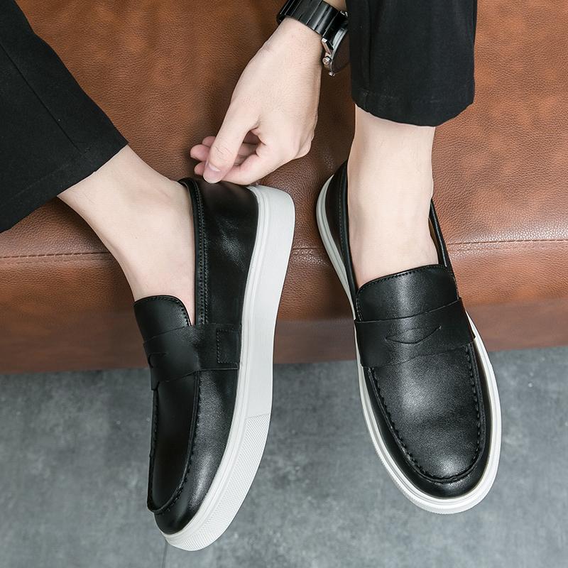 Fashion Men Leather Loafers Shoes Summer Shoes Men's New Fashion Footwear Flat Comfy Leather Driving Shoes Men Casual Soft Sole Sneakers