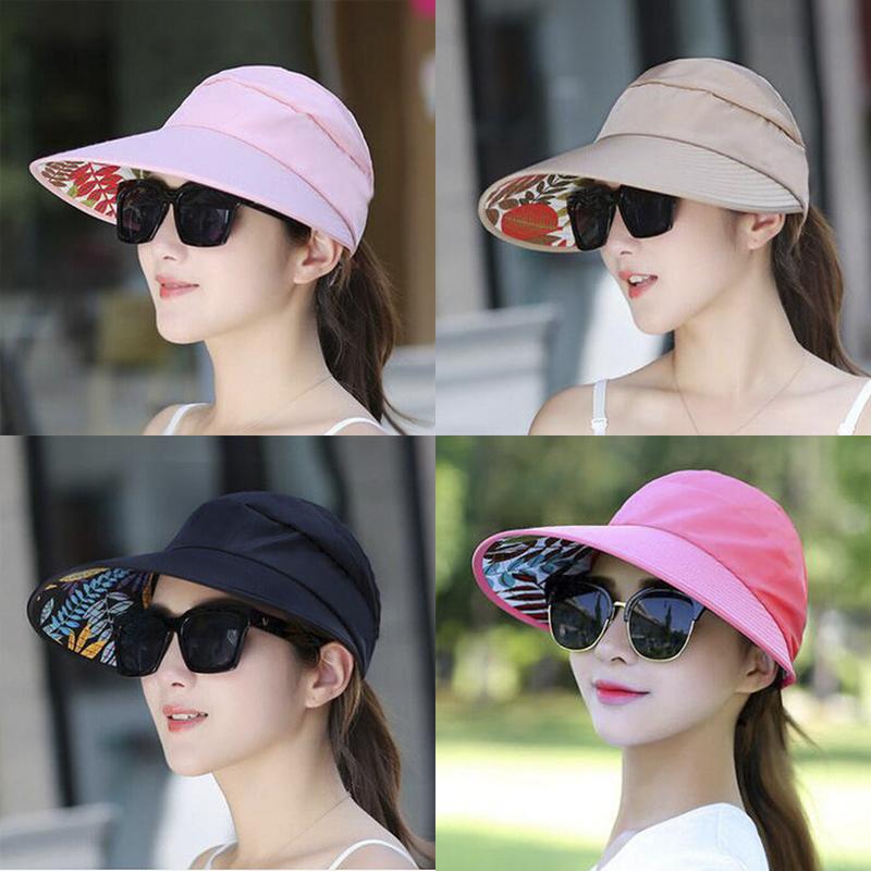 Women'S Anti-Uv Wide Brim Summer Beach Sun Outdoor Hiking Folding Hat