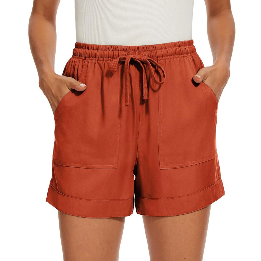 Женские однотонные шорты на шнурке с карманами, свободные повседневные брюки