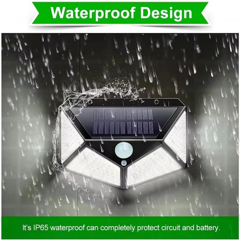 Solar Wall Lamp Outdoor 100 LED 4 Sided Luminous Motion Sensor Waterproof Garden Courtyard Lighting 1/2/4/6/10PCS Set