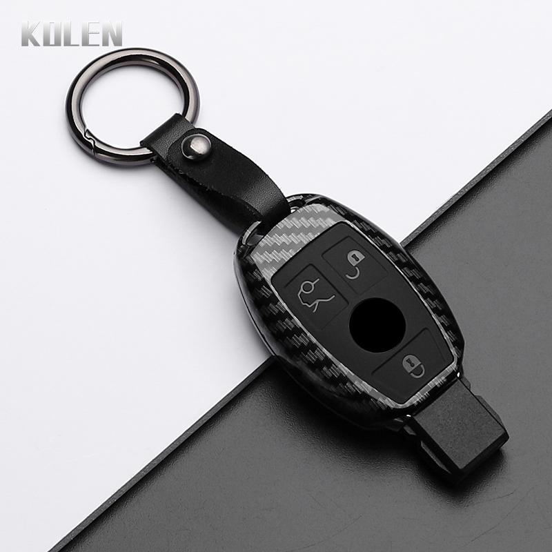 ABS Carbon Fiber Style Car Key Case Cover For Mercedes Benz A B C E Class GLS GLA GLK GLC CLS CLA AMG W204 W205 W212 W463 W176