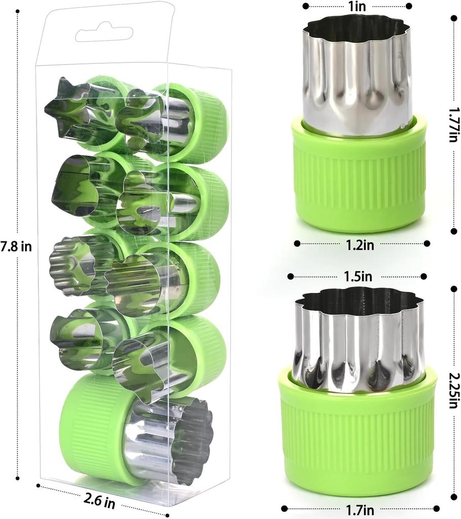 9 Pcs Vegetable Cutter Shapes Set, Stainless Steel Cookie Stamps Mold for Baking, Multi Shape Size Animal Cookie Cutters, Green