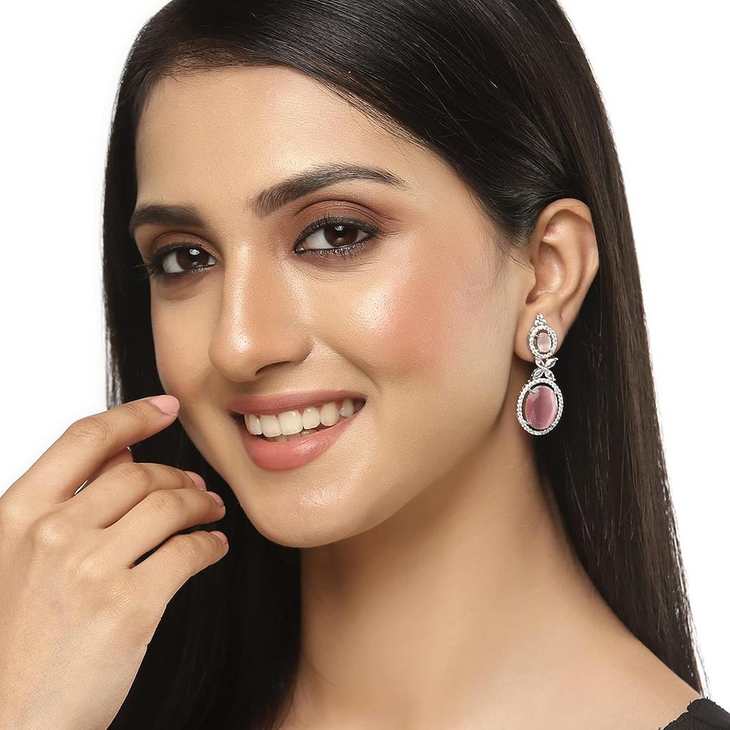 Оксидированные посеребренные серьги-капли овальной формы с американскими бриллиантами для девочек и женщин