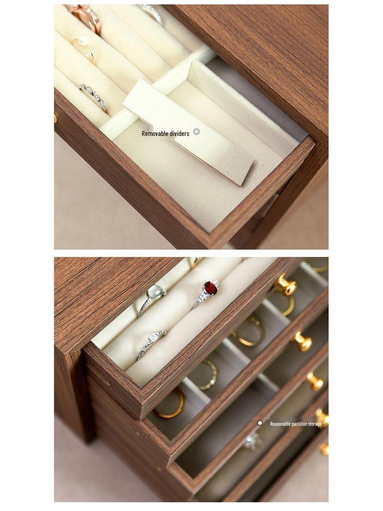 Элегантная многоуровневая деревянная шкатулка для украшений с большим отделением для ожерелий, браслетов и колец