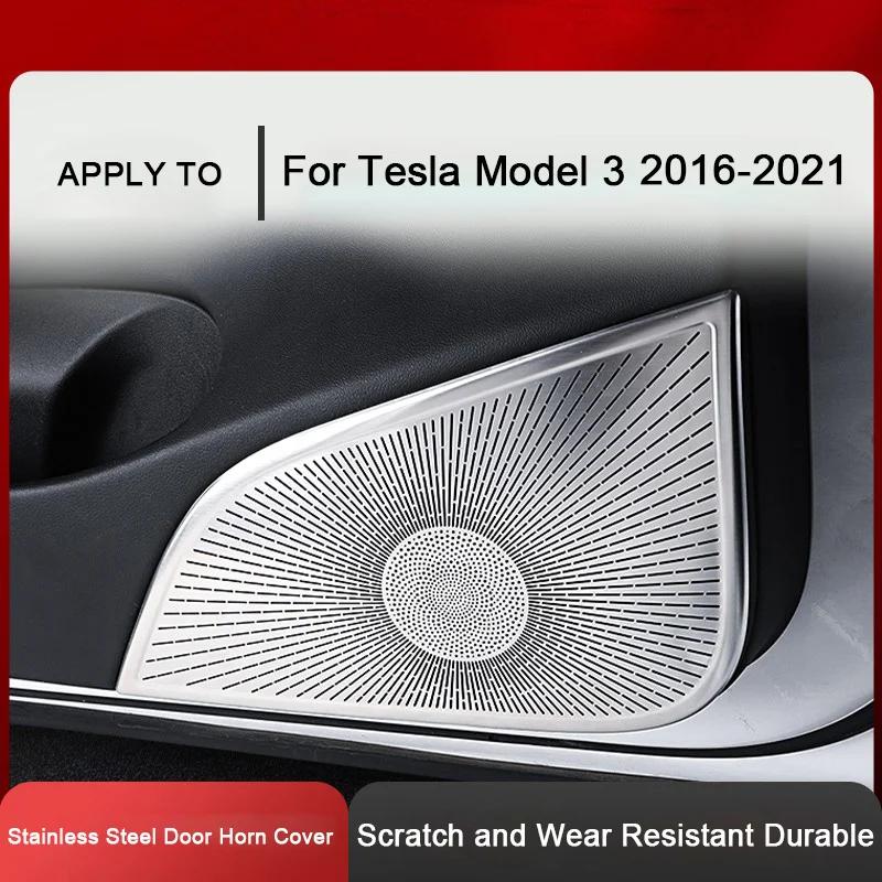 For Tesla Model 3 2016 2017 2018 2019 2020 2021, Car A-Pillar Horn Cover Front Rear Door Speaker Audio Protective Panel Trim Lid