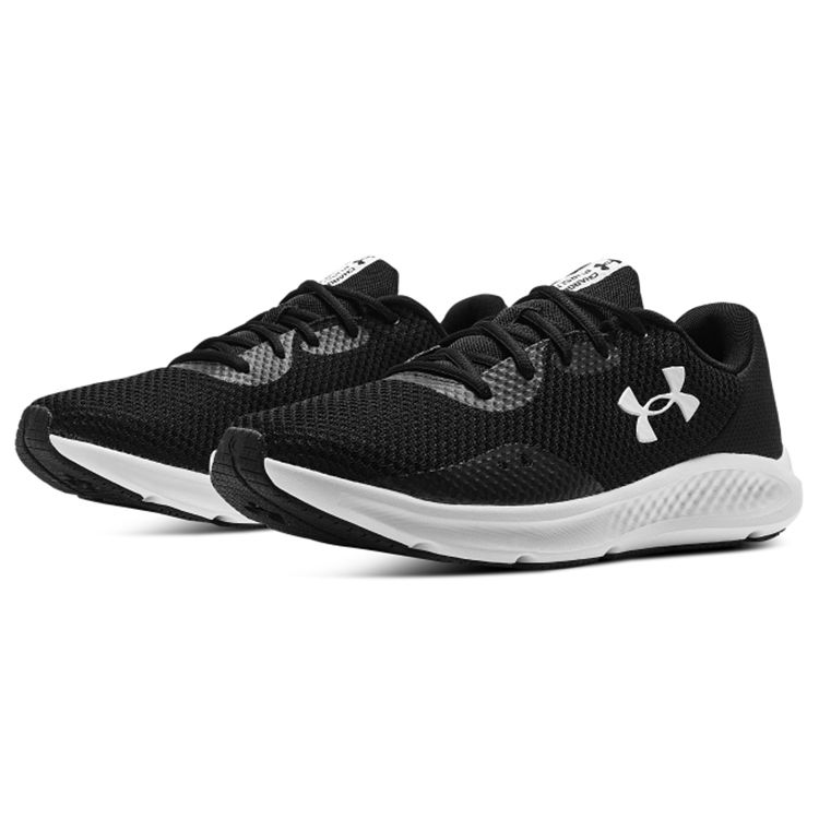 Under Armour Charged Pursuit 3 Black White Men Sneakers 3024878-001