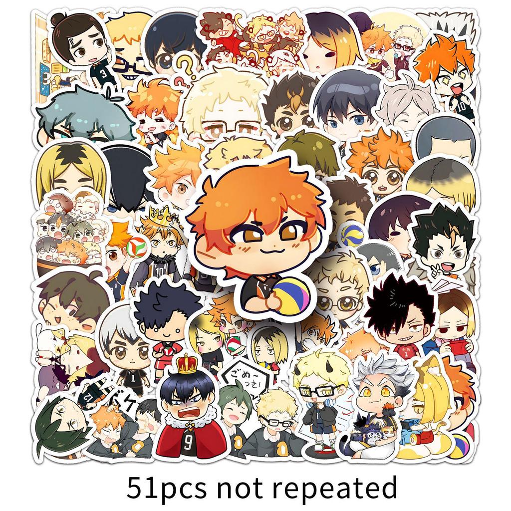 51 Граффити-стикер Haikyuu: Милые японские аниме-украшения для телефона, компьютера и бутылки для воды