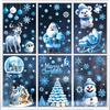 New Christmas Ice and Snow Stickers Double-sided Color Printing Electrostatic Stickers Sled Snowman Decorative Glass Window Stickers