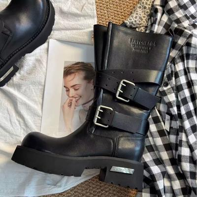 [Парижские ботинки Venom Женские] Кожаные ботинки-локомотивы на платформе Женские 2025 Новые ботинки Рыцаря Темного Ветра