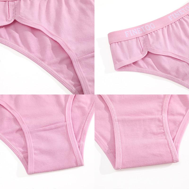 FINETOO Cotton Panty For Women Mid Waist Underwear Breathable Solid Color Lingerie