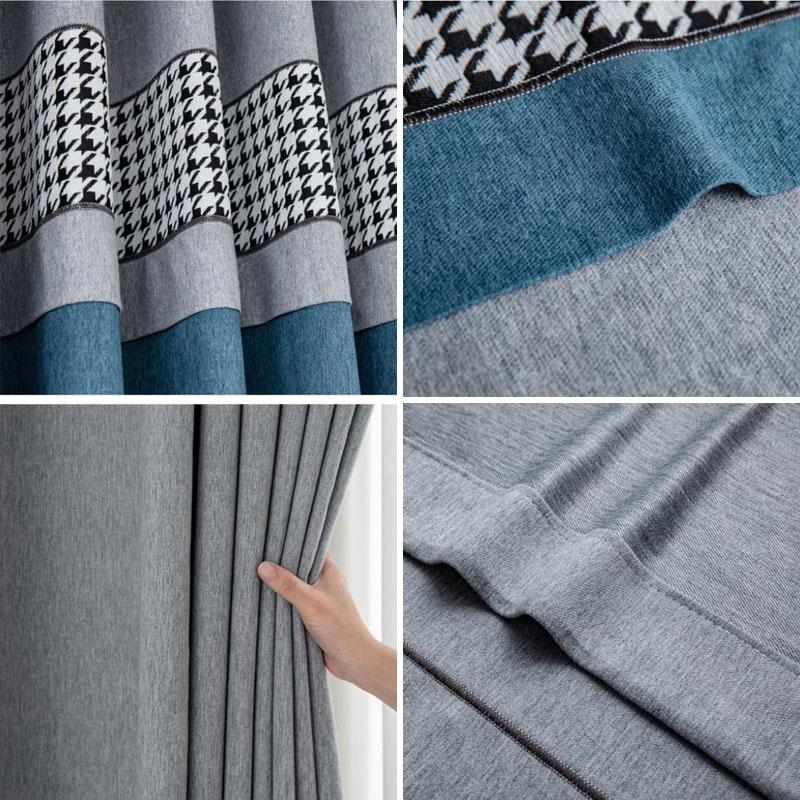 Шторы «гусиные лапки» для спальни, затемняющие гостиную, двойные открытые домашние эркеры, сплошной цвет, карниз для штор