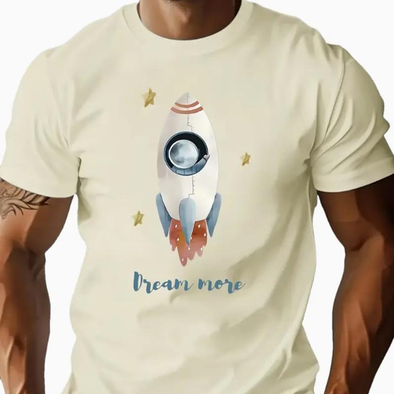 Новая летняя мужская модная футболка с принтом ракеты из мультфильма «Персонажи», мужская футболка, топ