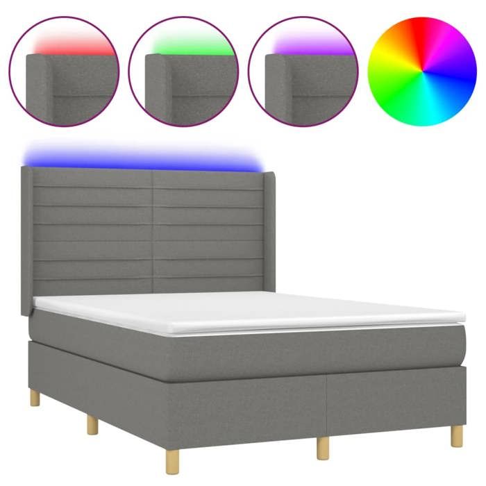 VidaXL Slat Bed Base with Mattress and LED, Upholstered Bed, Double Bed, Adult Bed for Interior Bedroom, 3138958