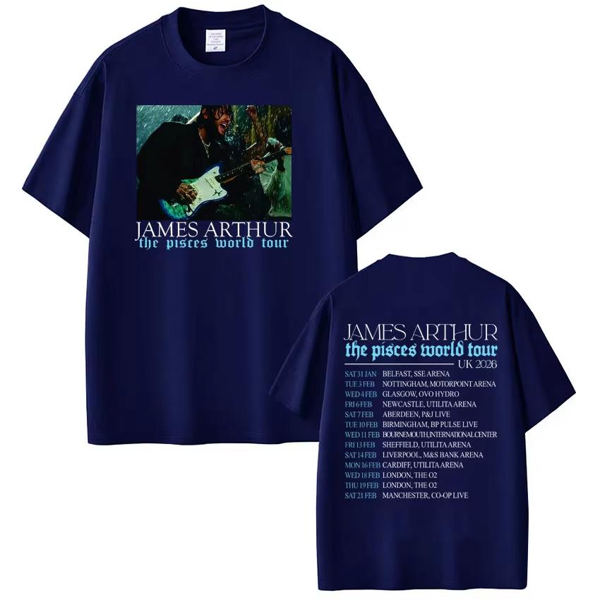 Rapper James Arthur Pisces World Tour 2026 Print Tshirt Unisex Women Hiphop Tshirt Casual pure Cotton Tshirts Streetwear