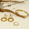 18K Gold Plated Stainless Steel Jewelry Set for Women Necklace Earring Ring Bangle CZ Collection